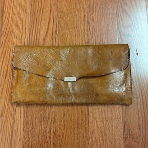 VINTAGE Brown Leather Clutch. Size 5” x 11”